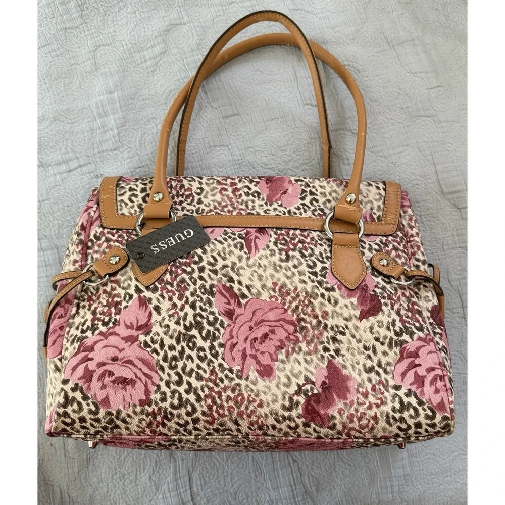 Guess Shoulder Bag Pink Rose Logo Print O-Ring Faux 2000s Y2K Indie Sleeze READ